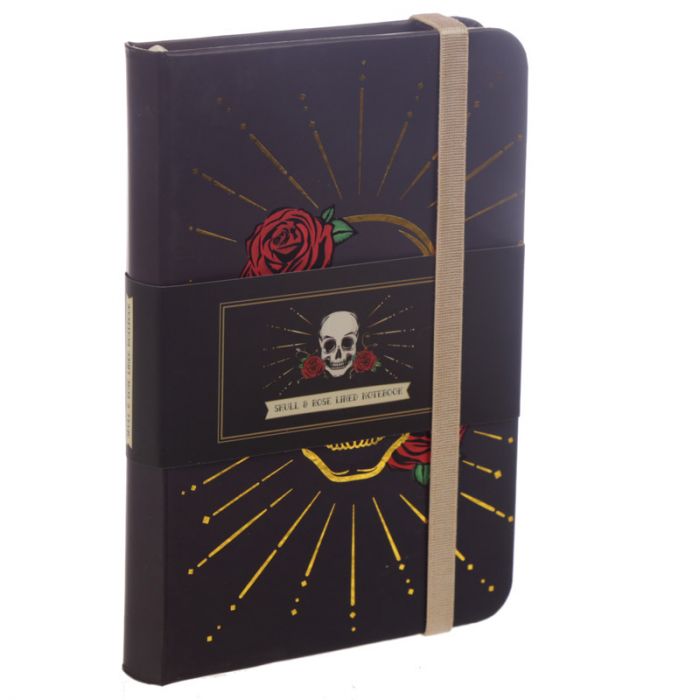 Gold and Black Skulls & Roses Hardback Lined Notebook
