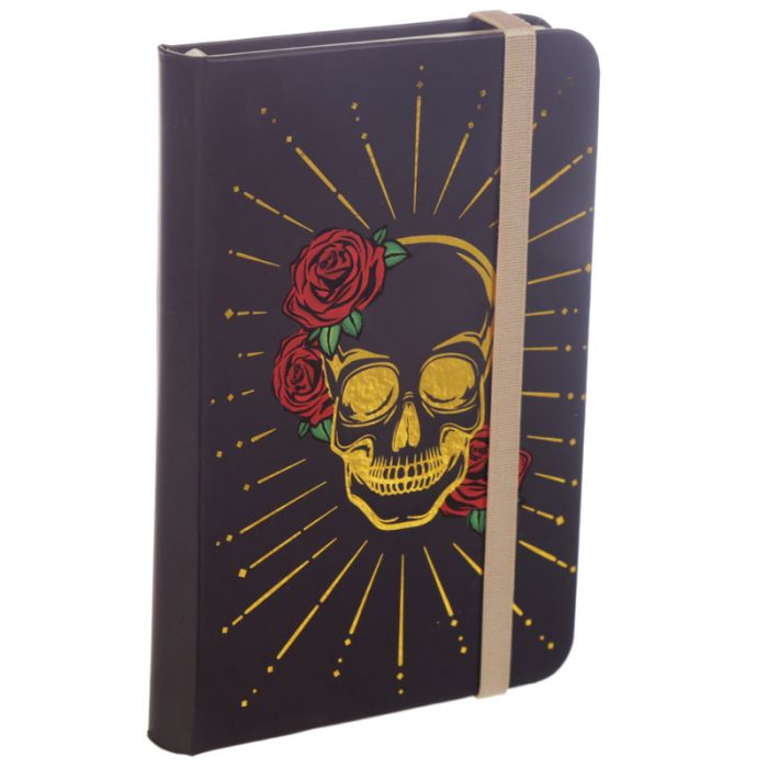 Gold and Black Skulls & Roses Hardback Lined Notebook