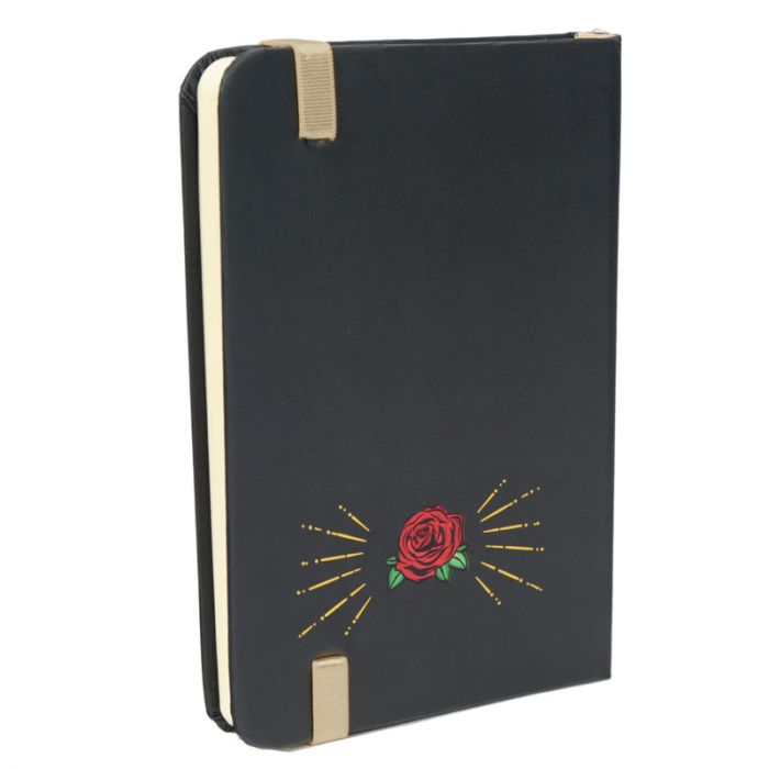 Gold and Black Skulls & Roses Hardback Lined Notebook