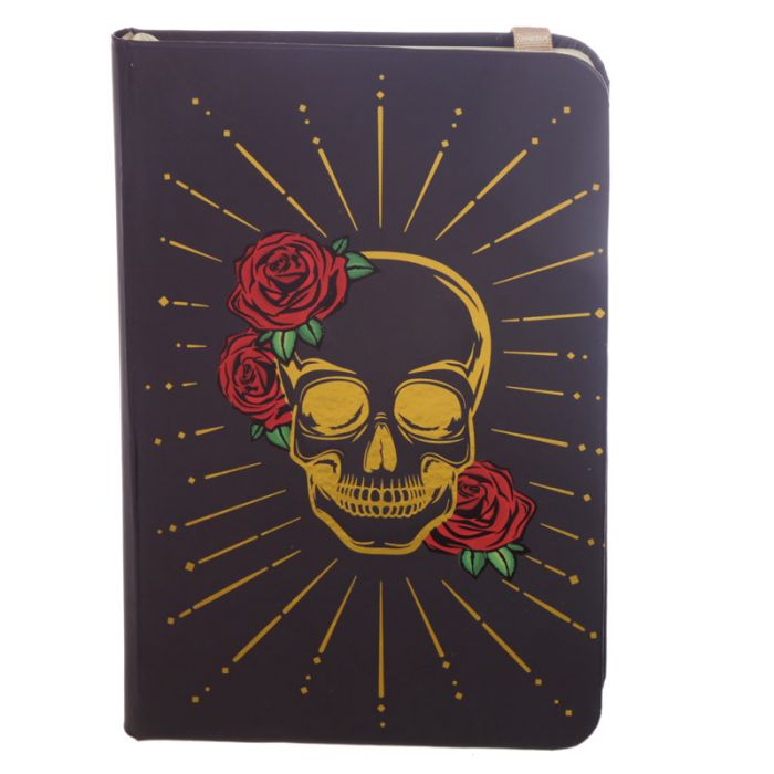 Gold and Black Skulls & Roses Hardback Lined Notebook