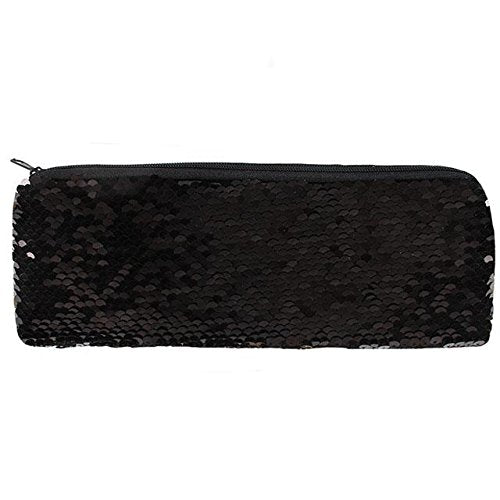 Matte Black and Green Reversible Sequin Pencil Case