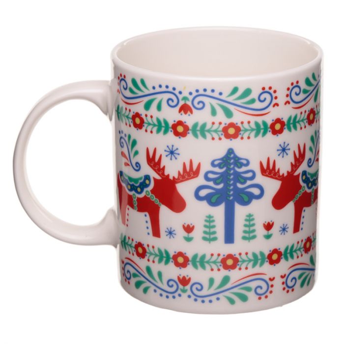 Scandi Design Christmas Moose Bone China Mug