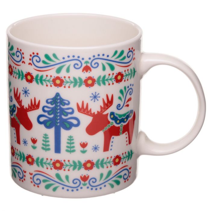 Scandi Design Christmas Moose Bone China Mug