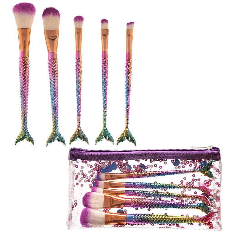 Iridescent Purple Mermaid Tail Make Up Brushes - Set of 5