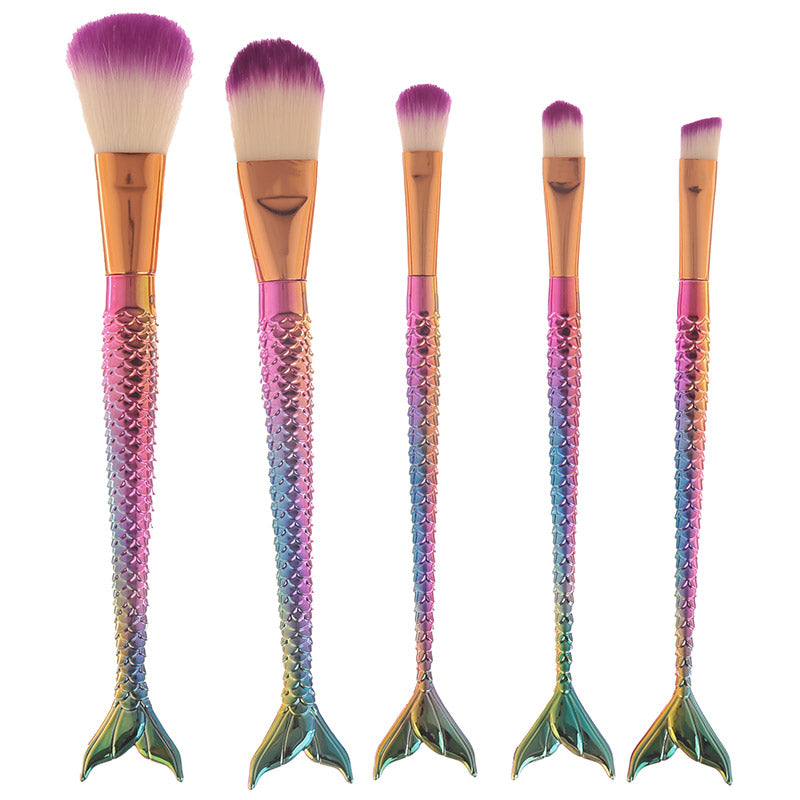 Iridescent Purple Mermaid Tail Make Up Brushes - Set of 5