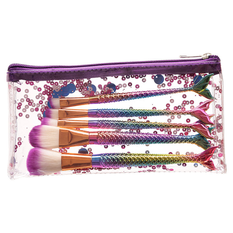 Iridescent Purple Mermaid Tail Make Up Brushes - Set of 5