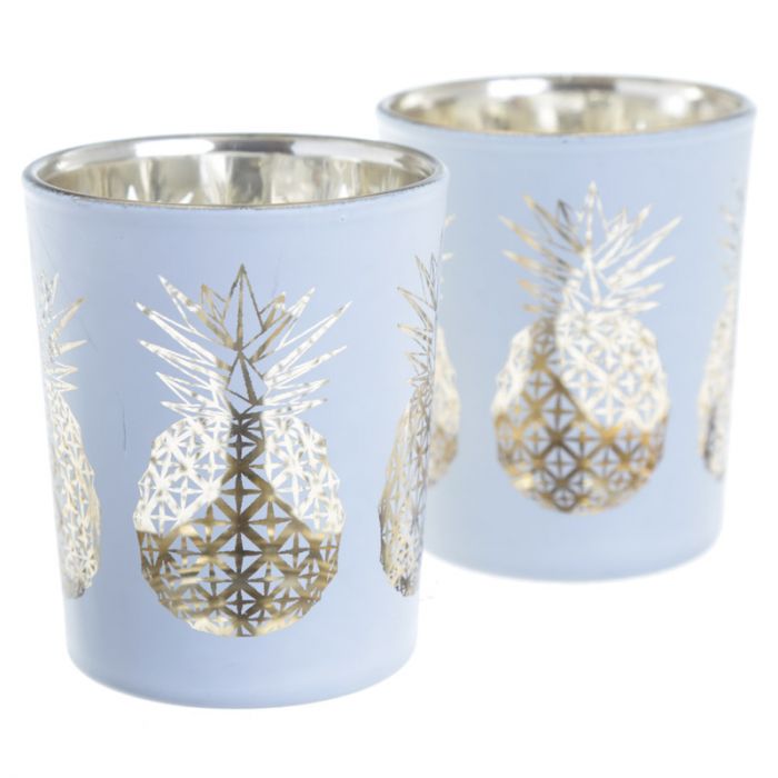 Glass Pineapple Candle Holders - Set of 2